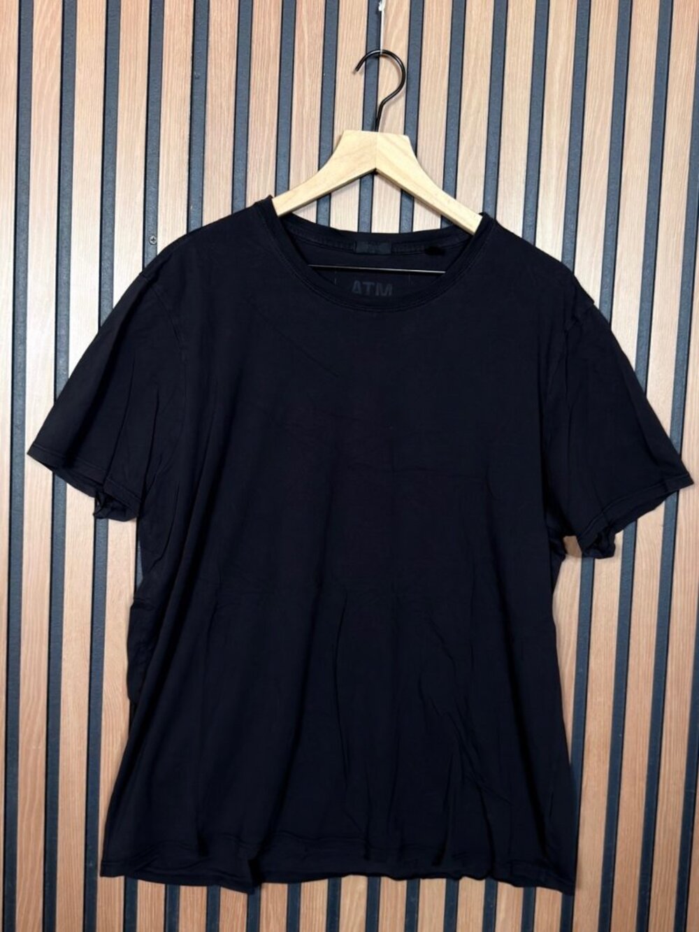 ATM T Shirt XL Mens Black Short Sleeve Casual Basic Tee Crewneck 100% Cotton